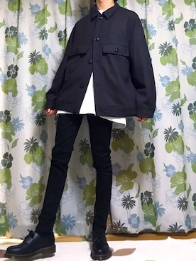 「ニコアンド」｜「アイテム（ミリタリージャケット）」を使った、しなさん（メンズ・170cm）の冬コーディネート