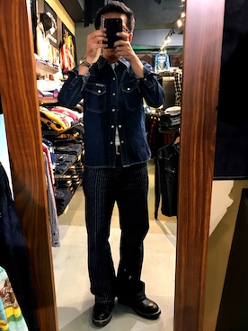 「The Flat Head（ザ・フラットヘッド）のアイテム（ブーツ）」を使った、ジンさん（メンズ・163cm）の秋コーディネート