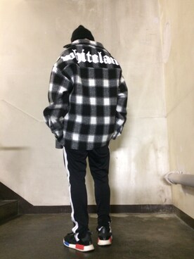 「L.H.P（エルエイチピー）のアイテム（パンツ）」を使った、SHINYA KASHIWAGIさん（メンズ・177cm）の秋コーディネート