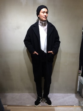 「DANKE SCHON（ダンケシェーン）のアイテム（ジャージ）」を使った、SHINYA KASHIWAGIさん（メンズ・177cm）の冬コーディネート
