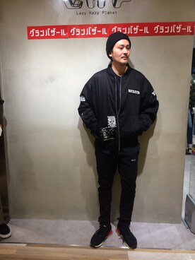 「L.H.P（エルエイチピー）のアイテム（パンツ）」を使った、SHINYA KASHIWAGIさん（メンズ・177cm）の冬コーディネート