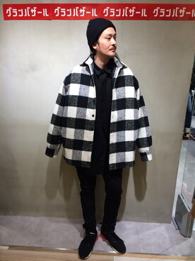 「L.H.P（エルエイチピー）のアイテム（パンツ）」を使った、SHINYA KASHIWAGIさん（メンズ・177cm）の冬コーディネート
