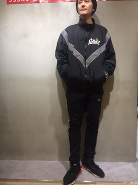 「L.H.P（エルエイチピー）のアイテム（パンツ）」を使った、SHINYA KASHIWAGIさん（メンズ・177cm）の冬コーディネート