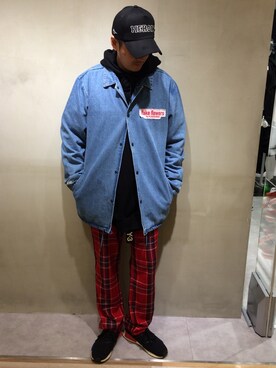 「PLEASURES（プレジャー）のアイテム（ブルゾン）」を使った、SHINYA KASHIWAGIさん（メンズ・177cm）の春コーディネート