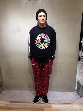 「L.H.P Private Brand（エルエイチピープライベートブランド）のアイテム（スウェット）」を使った、SHINYA KASHIWAGIさん（メンズ・177cm）の春コーディネート