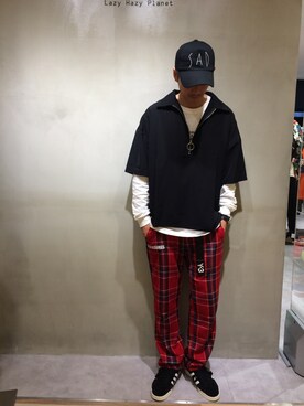 「Flap Stack（フラップスタック）のアイテム」を使った、SHINYA KASHIWAGIさん（メンズ・177cm）の春コーディネート