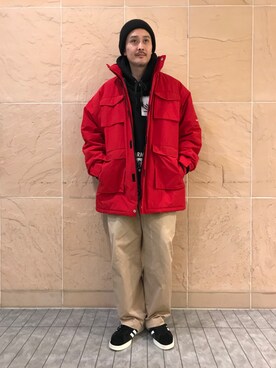 「WHITELAND（ホワイトランド）のアイテム（ミリタリージャケット）」を使った、SHINYA KASHIWAGIさん（メンズ・177cm）の秋コーディネート