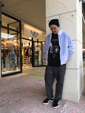 「WHITELAND（ホワイトランド）のアイテム（ブルゾン）」を使った、SHINYA KASHIWAGIさん（メンズ・177cm）の冬コーディネート