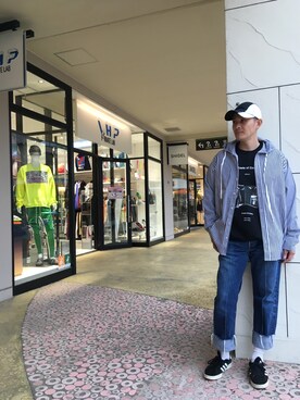 「L.H.P Private Brand（エルエイチピープライベートブランド）のアイテム（スウェット）」を使った、SHINYA KASHIWAGIさん（メンズ・177cm）の春コーディネート