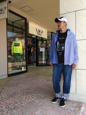 「L.H.P Private Brand（エルエイチピープライベートブランド）のアイテム（スウェット）」を使った、SHINYA KASHIWAGIさん（メンズ・177cm）の春コーディネート