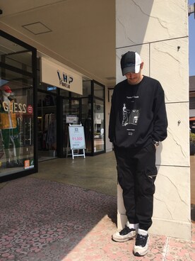 「L.H.P Private Brand（エルエイチピープライベートブランド）のアイテム（スウェット）」を使った、SHINYA KASHIWAGIさん（メンズ・177cm）の春コーディネート