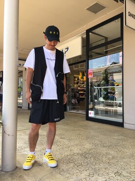 「L.H.P Private Brand（エルエイチピープライベートブランド）のアイテム（パンツ）」を使った、SHINYA KASHIWAGIさん（メンズ・177cm）の夏コーディネート