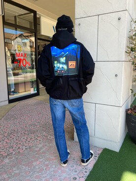 「F-LAGSTUF-F（フラグスタフ）のアイテム（ジャケット/アウター）」を使った、SHINYA KASHIWAGIさん（メンズ・177cm）の冬コーディネート