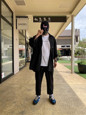 「BOTTER（ボッター）のアイテム（キャップ）」を使った、SHINYA KASHIWAGIさん（メンズ・177cm）の夏コーディネート