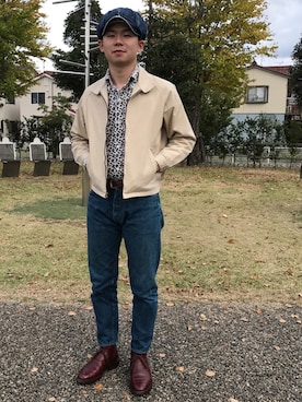 「ボタンダウンシャツ」｜「アイテム（ブルゾン）」を使った、Tomohiro Yamadaさん（メンズ・168cm）の秋コーディネート