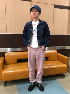 「ペインターパンツ」｜「アイテム（キャスケット）」を使った、Tomohiro Yamadaさん（メンズ・168cm）の夏コーディネート