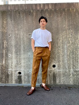 「MR.OLIVE（ミスターオリーブ）のアイテム（パンツ、ブラウン系）」を使った、jikinjangさん（メンズ・177cm）の夏コーディネート