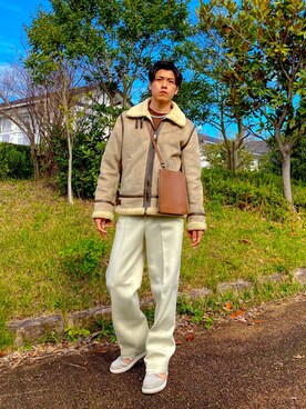 「UNIQLO（ユニクロ）のアイテム（パンツ、ホワイト系）」を使った、jikinjangさん（メンズ・177cm）の冬コーディネート