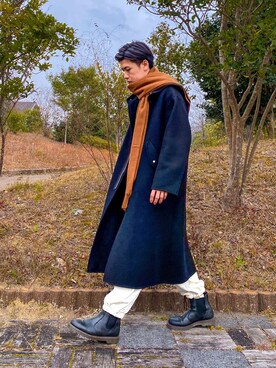 「ZARA（ザラ）のアイテム（ストール/ショール、ブラウン系）」を使った、jikinjangさん（メンズ・177cm）の冬コーディネート