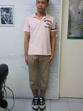 「しまむら（シマムラ）のアイテム（カーゴパンツ）」を使った、BOKUWAKKIさん（メンズ・169cm）の春コーディネート