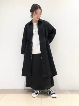 「CONVERSE TOKYO（コンバーストウキョウ）のアイテム（ステンカラーコート）」を使った、SANAさん（レディース・153cm）の冬コーディネート