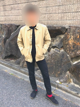 「TOMMY HILFIGER（トミーヒルフィガー）のWCC IVY JKT（Blouson、ベージュ系）」を使った、きぬっちさん（メンズ・170cm）の冬コーディネート