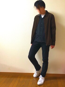 「URBAN RESEARCH DOORS（アーバンリサーチドアーズ）のコーデュロイフルジップジャケット（Other outerwear、ブラウン系）」を使った、きぬっちさん（メンズ・170cm）の春コーディネート