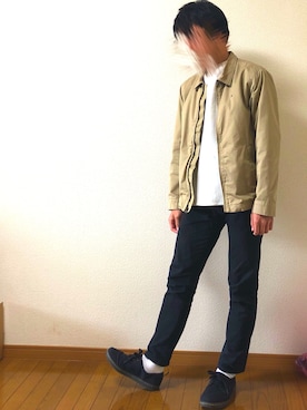 「TOMMY HILFIGER（トミーヒルフィガー）のWCC IVY JKT（Blouson、ベージュ系）」を使った、きぬっちさん（メンズ・170cm）の春コーディネート