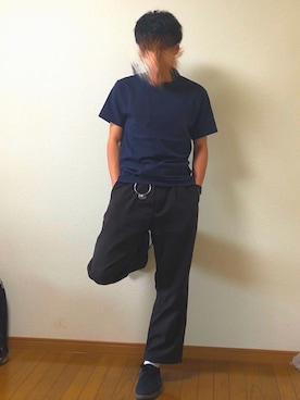 「Champion（チャンピオン）の【Champion】チャンピオン コットン 無地 半袖 Tシャツ（T Shirts、ブルー系）」を使った、きぬっちさん（メンズ・170cm）の春コーディネート