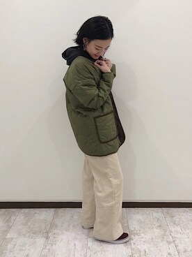「cepo（セポ）のアイテム（ノーカラージャケット）」を使った、はたなおさん（レディース・158cm）の春コーディネート