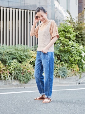 「ビスチェ×デニム」｜はたなおさん（レディース・158cm）の夏コーディネート