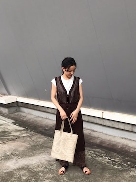 「cepo（セポ）のアイテム（トートバッグ）」を使った、はたなおさん（レディース・158cm）の夏コーディネート