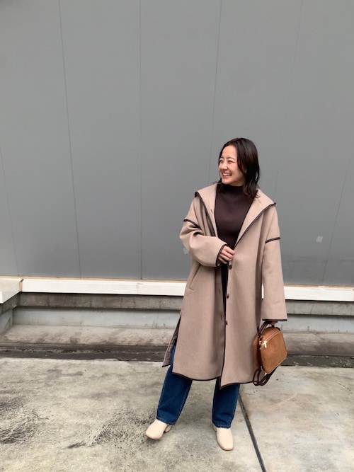 ほぼ未使用品　5351レザーパイピングロングコーティングピーコート ほぼ未使用品 5351レザーパイピングロングコーティングピーコート