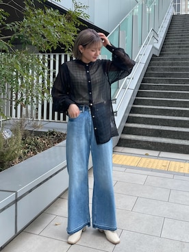 「cepo（セポ）のアイテム（デニムパンツ）」を使った、はたなおさん（レディース・158cm）の春コーディネート