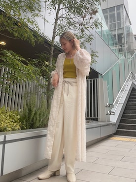 「ジャガード」｜「アイテム（シャツワンピース）」を使った、はたなおさん（レディース・158cm）の春コーディネート