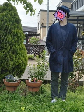 「MANASTASH」｜「アイテム（チェスターコート）」を使った、chunさん（メンズ・172cm）の夏コーディネート