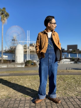 「POST O'ALLS（ポストオーバーオールズ）のアイテム（その他アウター）」を使った、ITOさん（メンズ・168cm）の冬コーディネート