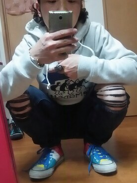 「allstar」｜「アイテム（パーカー）」を使った、okuさん（メンズ・158cm）の春コーディネート
