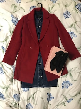 「red」｜「アイテム（その他アウター）」を使った、m.さん（レディース・162cm）の冬コーディネート
