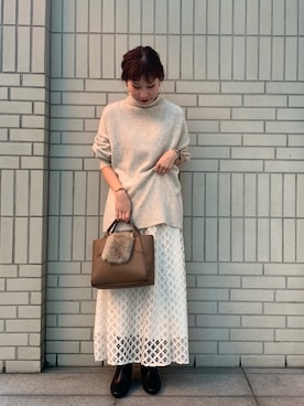 「タートルネック」｜「アイテム（ポロシャツ）」を使った、ayakaさん（レディース・156cm）の秋コーディネート
