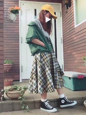 「ワッフルクルーネックＴ」｜「アイテム（その他アウター）」を使った、ma.さん（レディース・157cm）の夏コーディネート