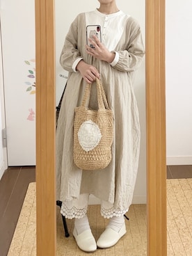 「消えそうな色コーデ」｜「アイテム（スリッポン）」を使った、やさい🥑さん（レディース・155cm）の春コーディネート