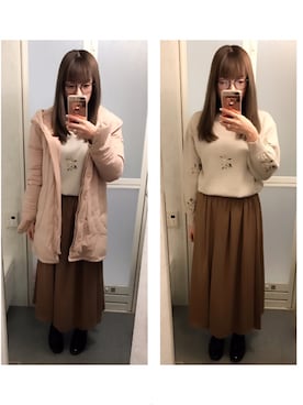 「MIIA（ミーア）のアイテム（ダウンジャケット/コート）」を使った、annaさん（レディース・160cm）の冬コーディネート