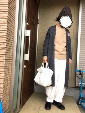 「LBC（エルビーシー）のフローナンバースモールトート      （トートバッグ）」を使った、machikoさん（レディース・155cm）の冬コーディネート