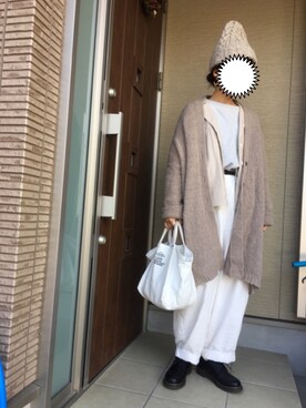 「LBC（エルビーシー）のフローナンバースモールトート      （トートバッグ）」を使った、machikoさん（レディース・155cm）の冬コーディネート