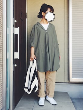 「無印良品（ムジルシリョウヒン）のアイテム（チュニック）」を使った、machikoさん（レディース・155cm）の夏コーディネート