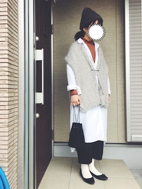 「Piedi Nudi（ピエディヌーディ）のアイテム（パンプス）」を使った、machikoさん（レディース・155cm）の冬コーディネート