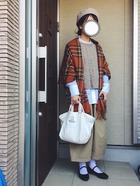 「LBC（エルビーシー）のフローナンバースモールトート      （トートバッグ）」を使った、machikoさん（レディース・155cm）の冬コーディネート
