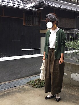 「LBC（エルビーシー）のフローナンバースモールトート      （トートバッグ）」を使った、machikoさん（レディース・155cm）の秋コーディネート