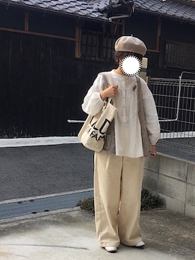 「UNIQLO（ユニクロ）のソフトコットンギャザーブラウス（7分袖）（シャツ/ブラウス）」を使った、machikoさん（レディース・155cm）の秋コーディネート